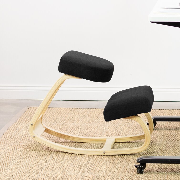 Ergonomic Rocker Stool Home Office Thick Cushion Wooden Rocking Kneeling Chair 