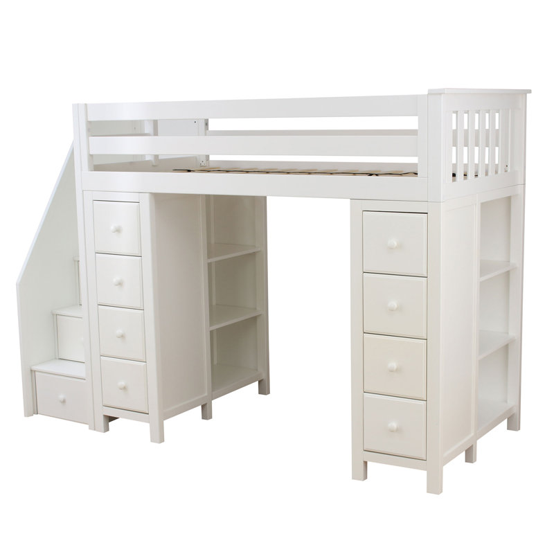 Harriet Bee Ayres Twin Loft Bed With Drawers And Shelves Wayfair