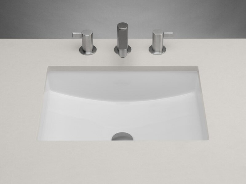 Plane Ceramic Rectangular Undermount Bathroom Sink With Overflow