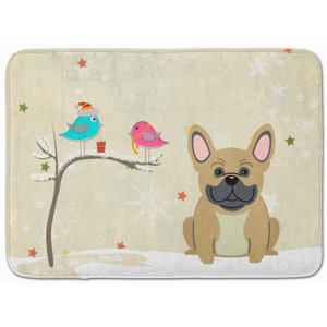 Christmas French Bulldog Memory Foam Bath Rug