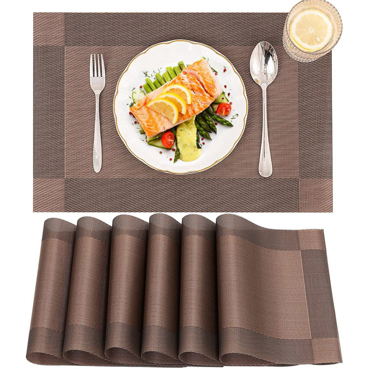 Set of 6 Placemats for Dining Table Heat Resistant Place Mats Washable PVC Table 