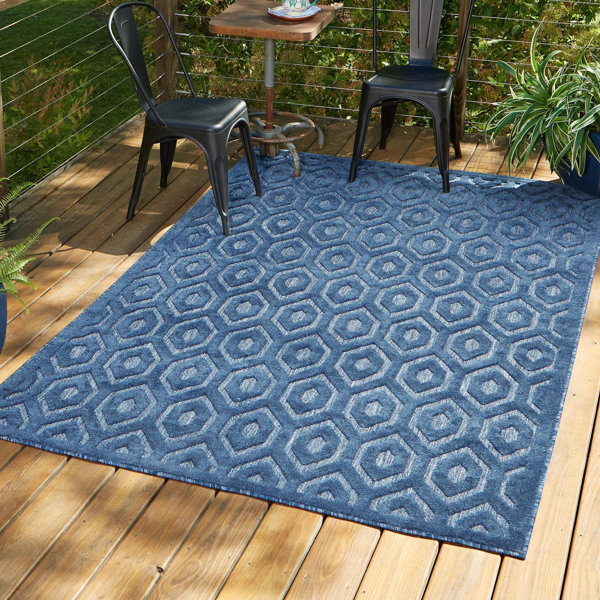 Langley Street Heckstall Power Loom Navy Blue Indoor/Outdoor Rug ...