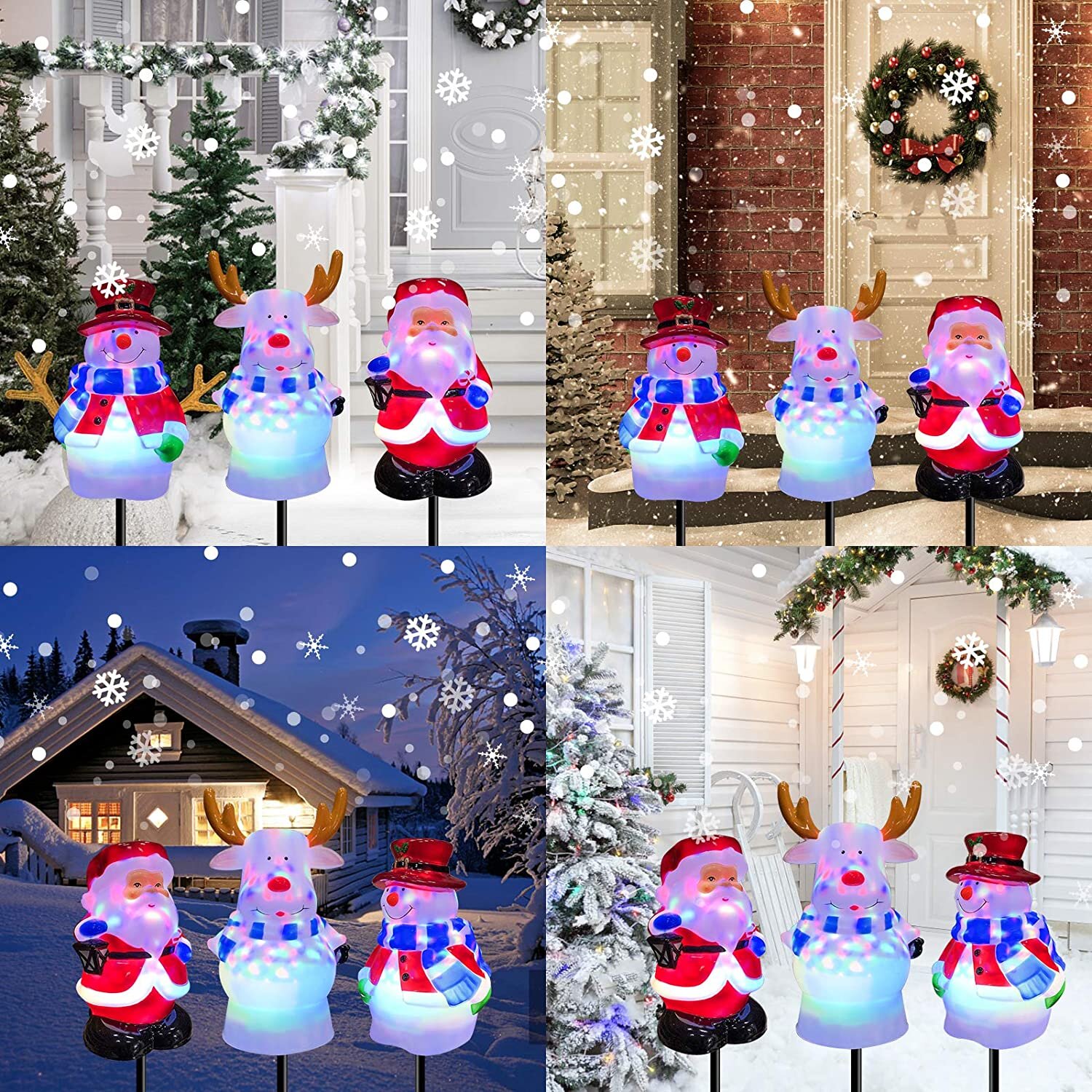 Christmas Decorations Solar Lights Outdoor,2 Pack Snowman Santa Landscape Stake Garden Lights Waterproof in Winter Festival Ornaments LED Lights for Yard Patio Pathway