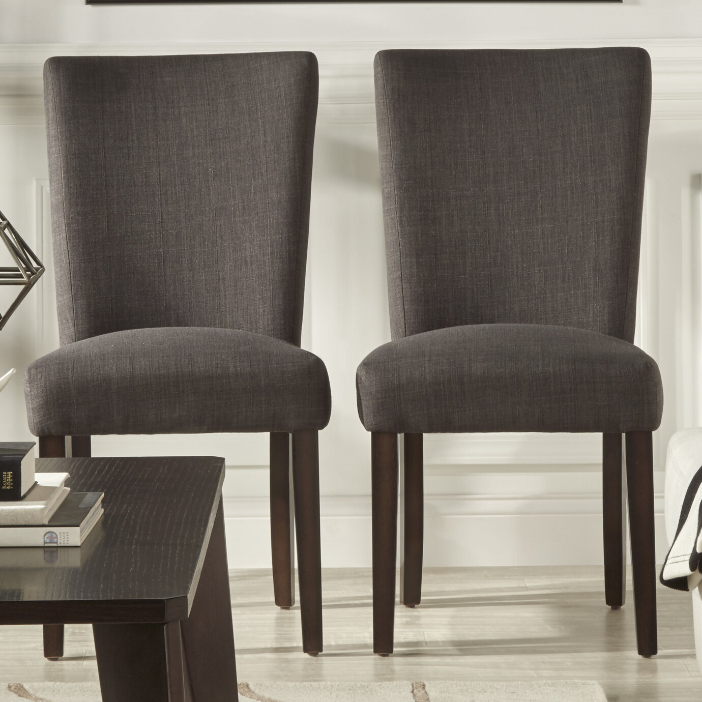 copley upholstered dining chair dark gray