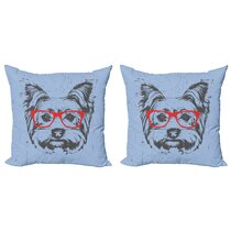 Throw Pillow Cushion Cover by Yorkshire Terrier Portrait with Cool Mirror 