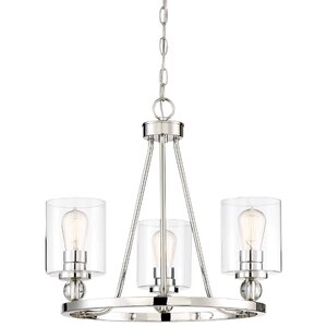 Friedman 3-Light Glass Shade Candle-Style Chandelier