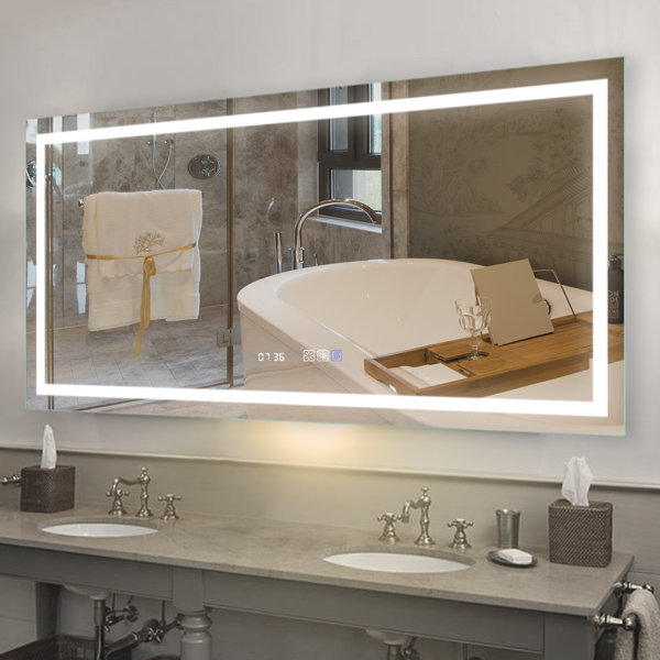 Ip54 Waterproof Power bathroom mirror Round Backlit Led Illuminated With Light Sensor Led Bathroom Decorative Mirror 