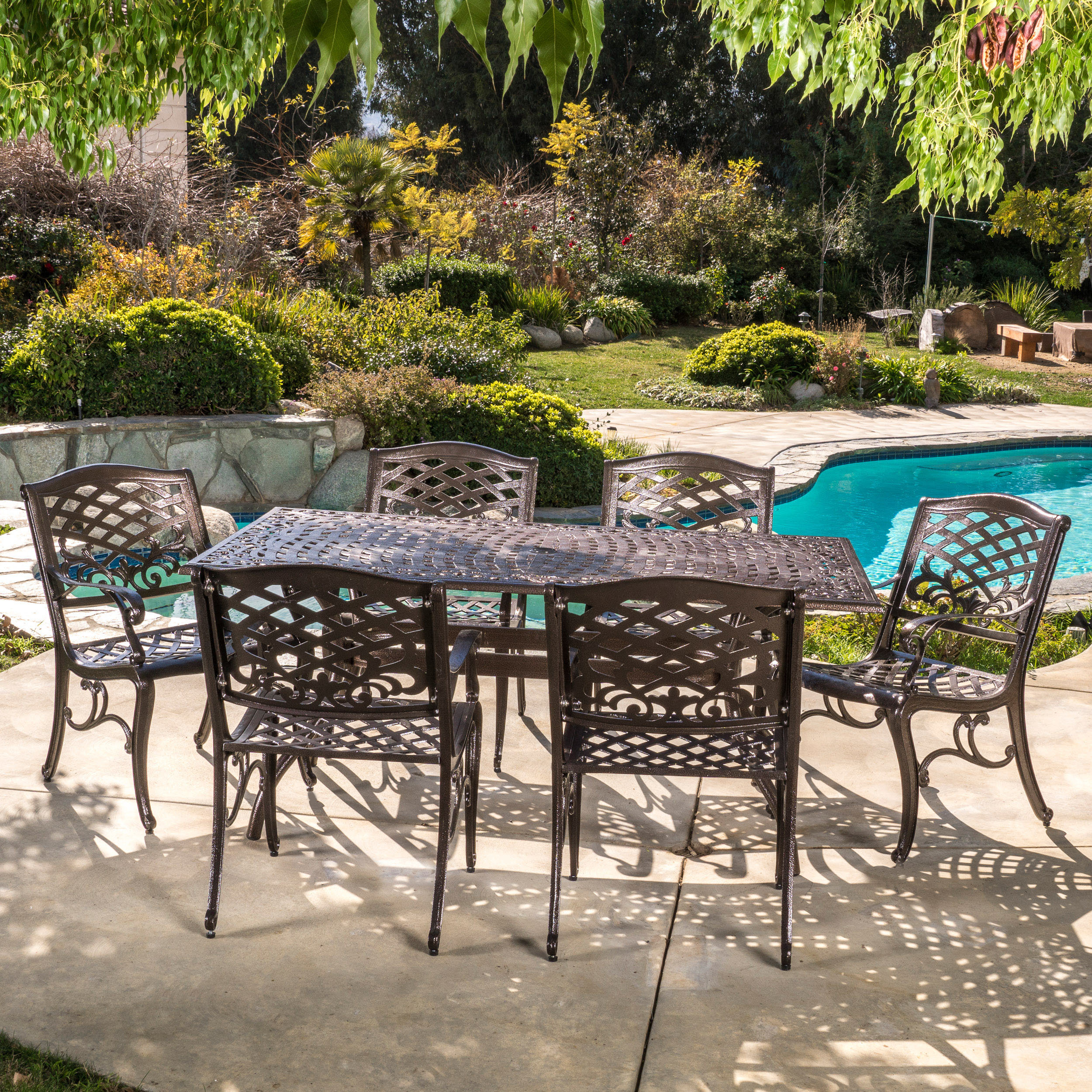 Fleur De Lis Living Ravenna Cast Aluminum 7 Piece Outdoor Dining Set Fleur De Lis Living Ravenna Cast Aluminum 7 Piece Outdoor Dining Set Reviews Wayfair