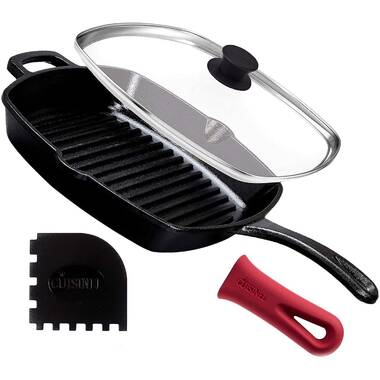 Fire Pit Grill Gas and Induction Safe 6-inch Frying Pan with Drip-Spouts Stovetop BBQ Indoor/Outdoor Use Preseasoned Oven Safe Cookware Broiler Cuisinel Cast Iron Skillet 