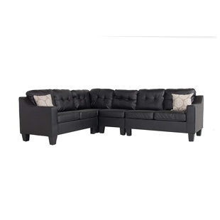 Alvarenga Upholstered Leather Sectional by Red Barrel Studio New