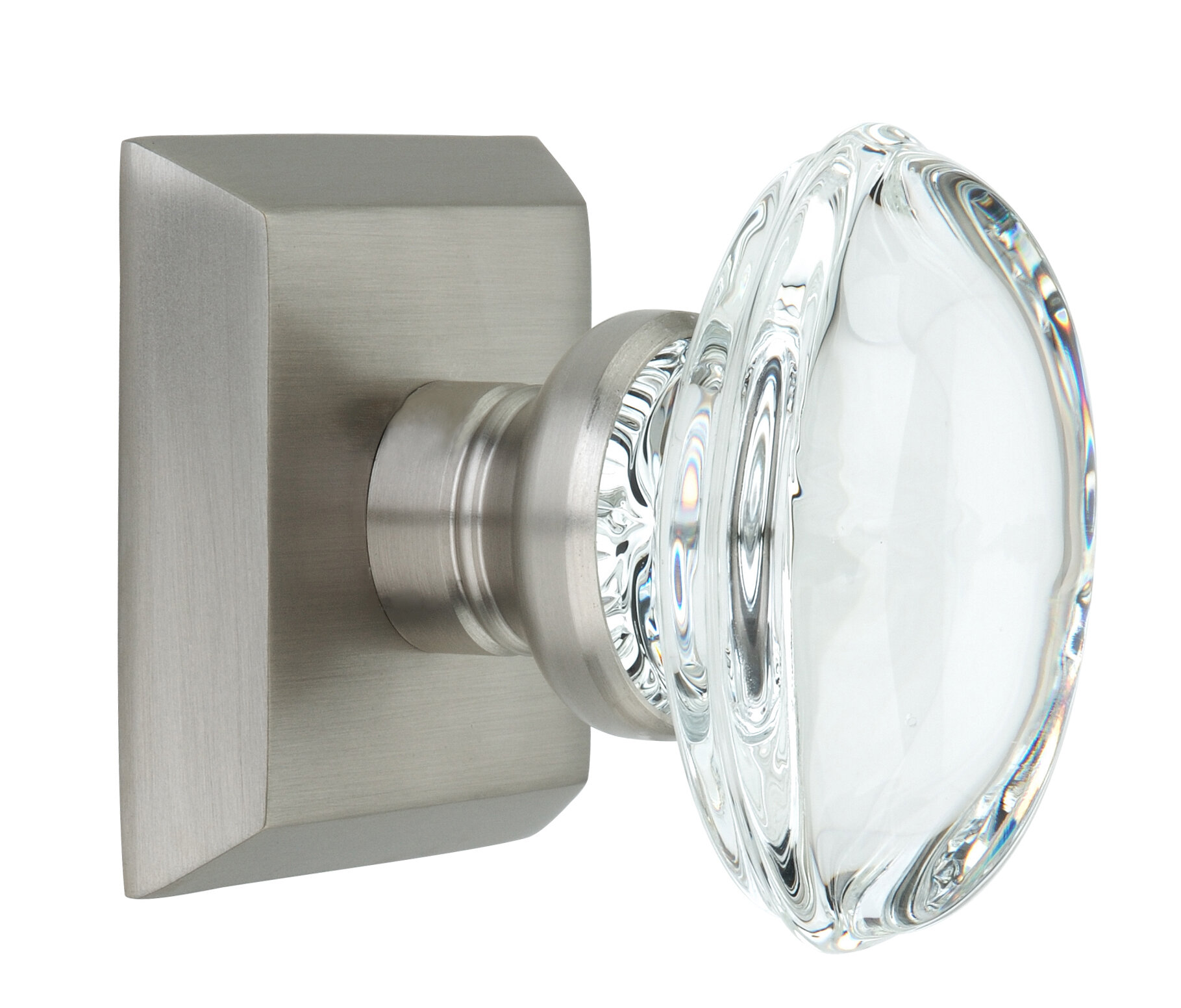 Oval Crystal Double Dummy Door Knob With Metro Square Rosette