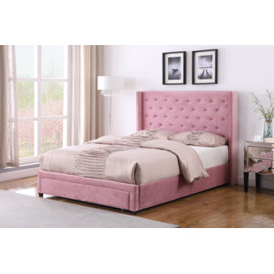 gabby pink upholstered bed