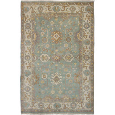 Darby Home Co LidiaĆdia Aqua Tan Area Rug Wayfair One Of A Kind Adan Royal Ushak Hand Knotted Wool Ivory