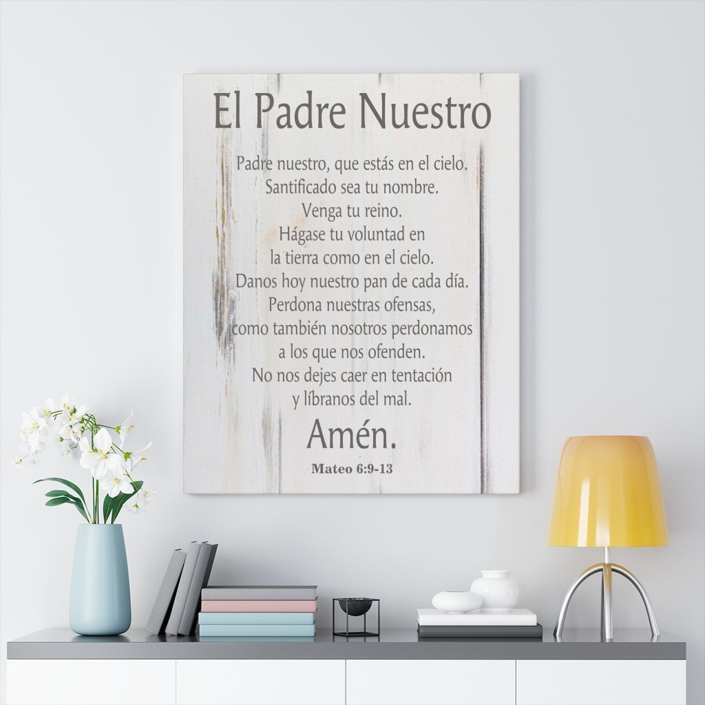 Express Your Love Ts Lords Prayer Spanish El Padre Nuestro White Wood Christian Wall Art 