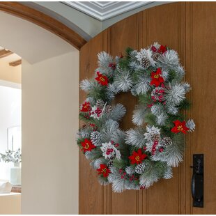 Decorative Snowy Bristle 76cm Fir Wreath Image