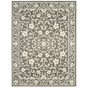 Dartington Floral Vine Gray/Ivory Area Rug