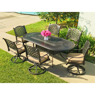 Go to store & view more images Beadle Oval Cast Aluminum 7 Piece Dining Set with Cushions by Darby Home Co