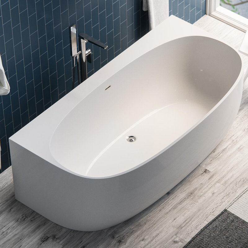 maykke ocala acrylic 58" x 33" alcove soaking bathtub | wayfair.ca