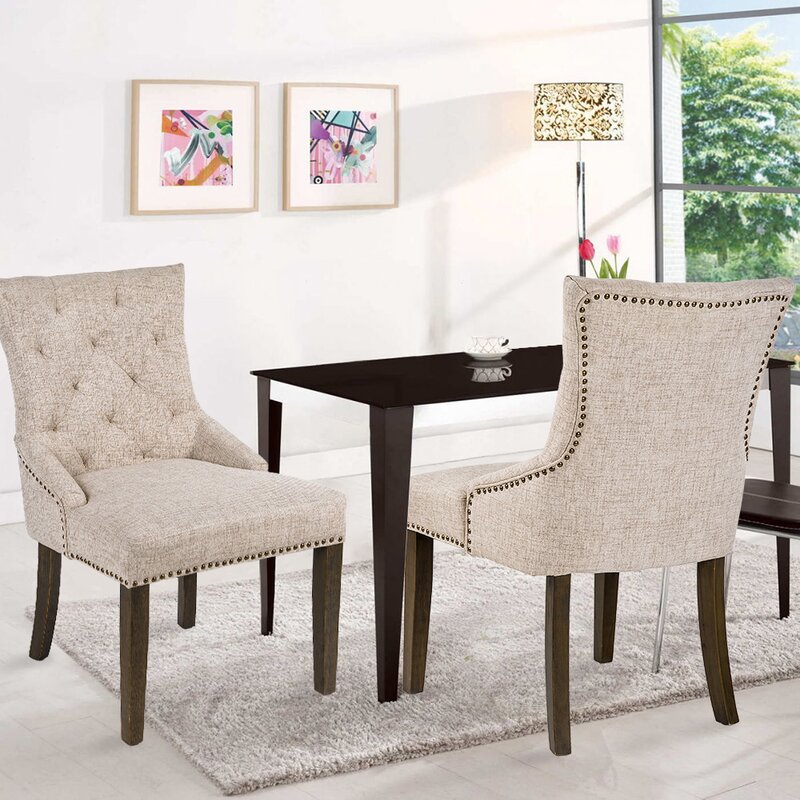 Jingzhong Llc Tufted Upholstered Side Chair In Beige Wayfair