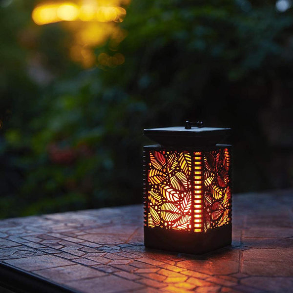 Retro Garden Solar Metal Flame Lantern Hanging Lamp Lighting Outdoor For Pathway 