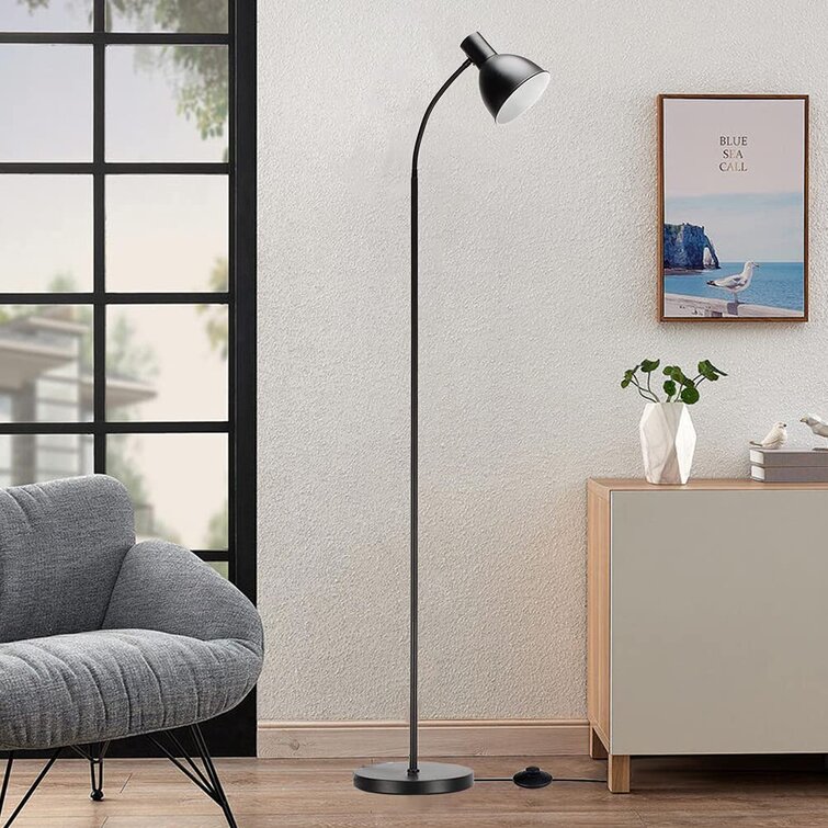 Ebern Designs Floor Lamp For Living Room With Black Metal Lamp Shade, Modern  Standing Lamp, Classic Reading Standing Light, Bedroom Lamp With Foot Switch  - Head Adjustable & Reviews | Wayfair