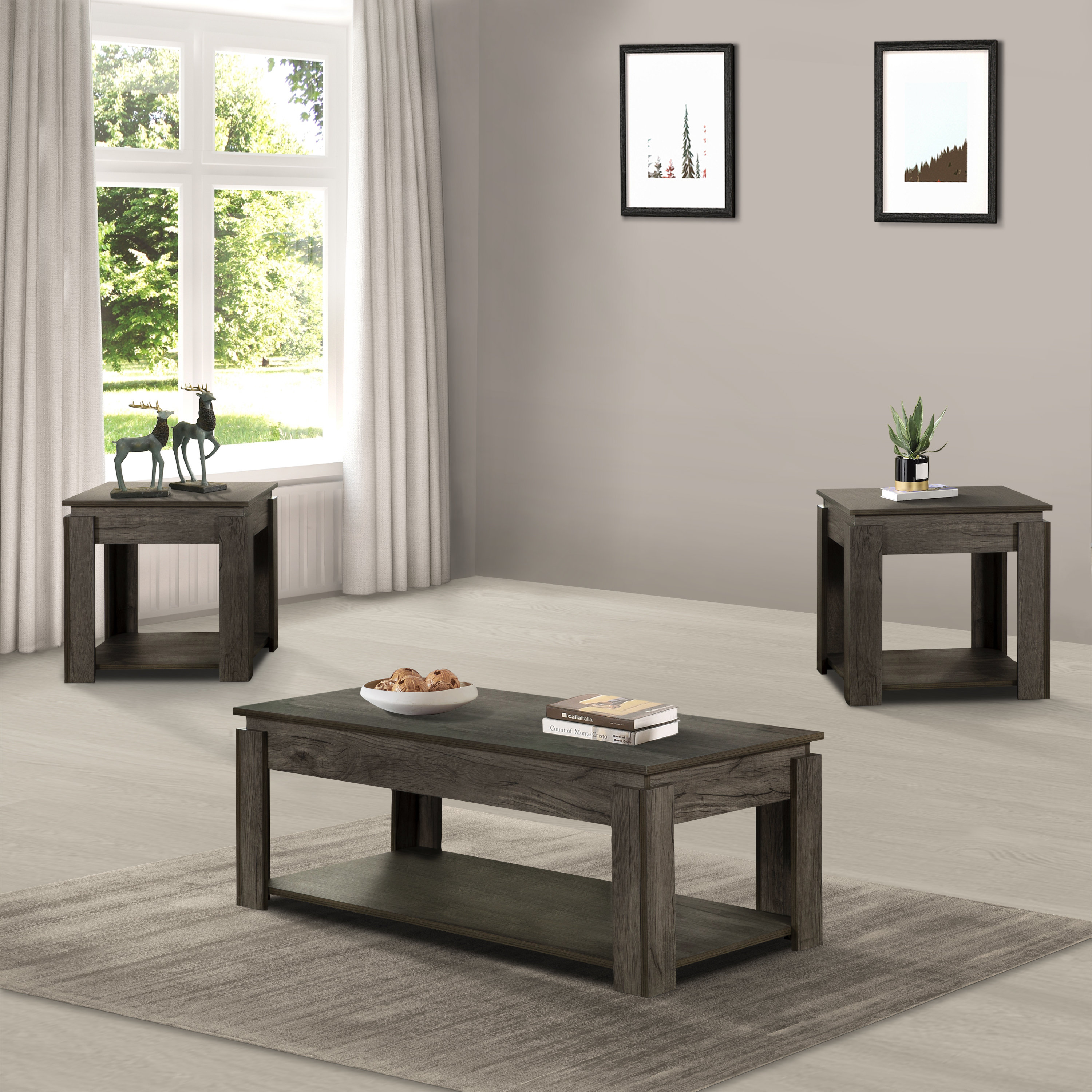 weathered grey coffee table set