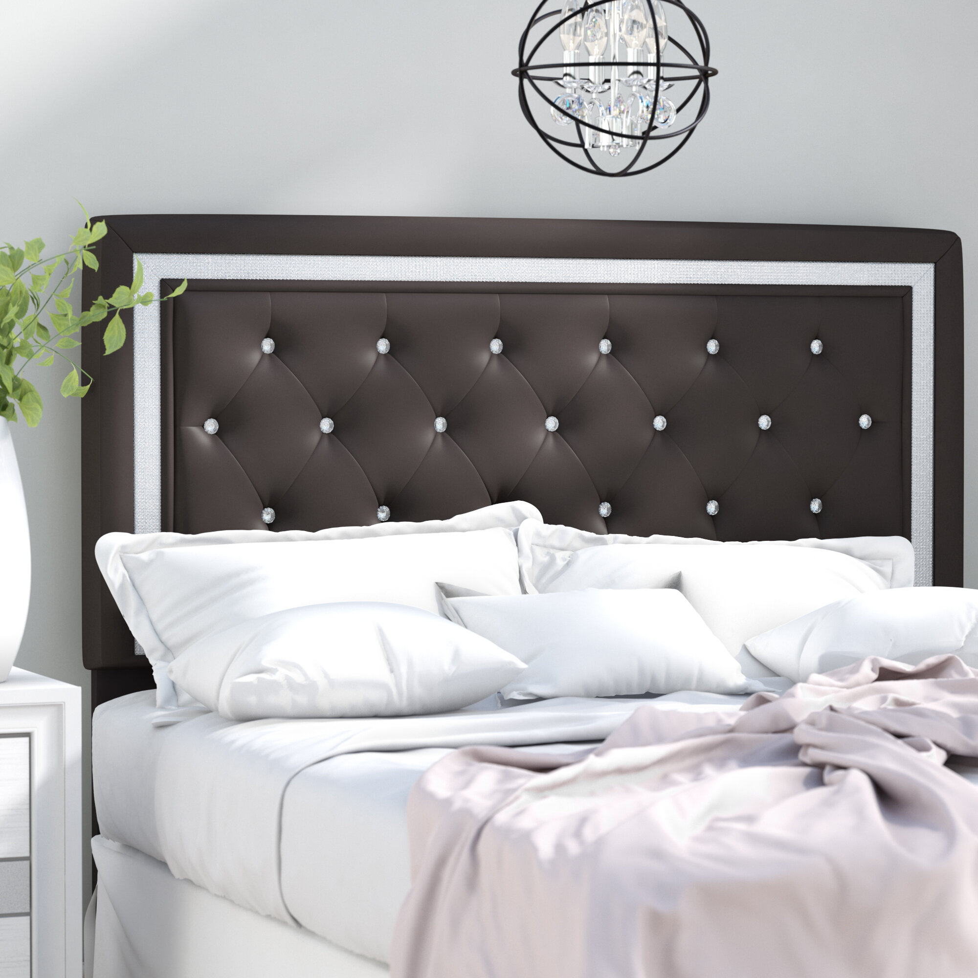 STYLISH POLO HEADBOARD IN FAUX LEATHER TOP QUALITY WITH MATCHING BUTTONS 32/"