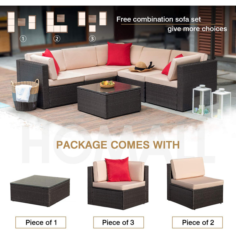 Brayden Studio Chesterle 6 Piece Sectional Seating Group With