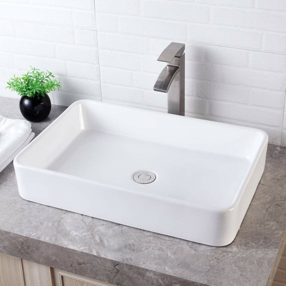 Matrix Decors White Ceramic Rectangular Vessel Bathroom Sink Wayfair