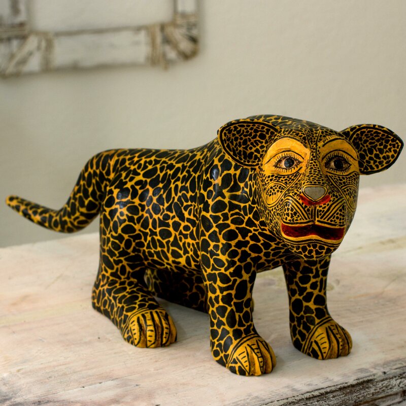 Novica Maya Hand-Carved Jaguar Wood Figurine | Wayfair