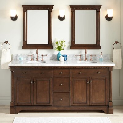 Signature Hardware Claudia Marble 73 Inch Double Bathroom Vanity Set