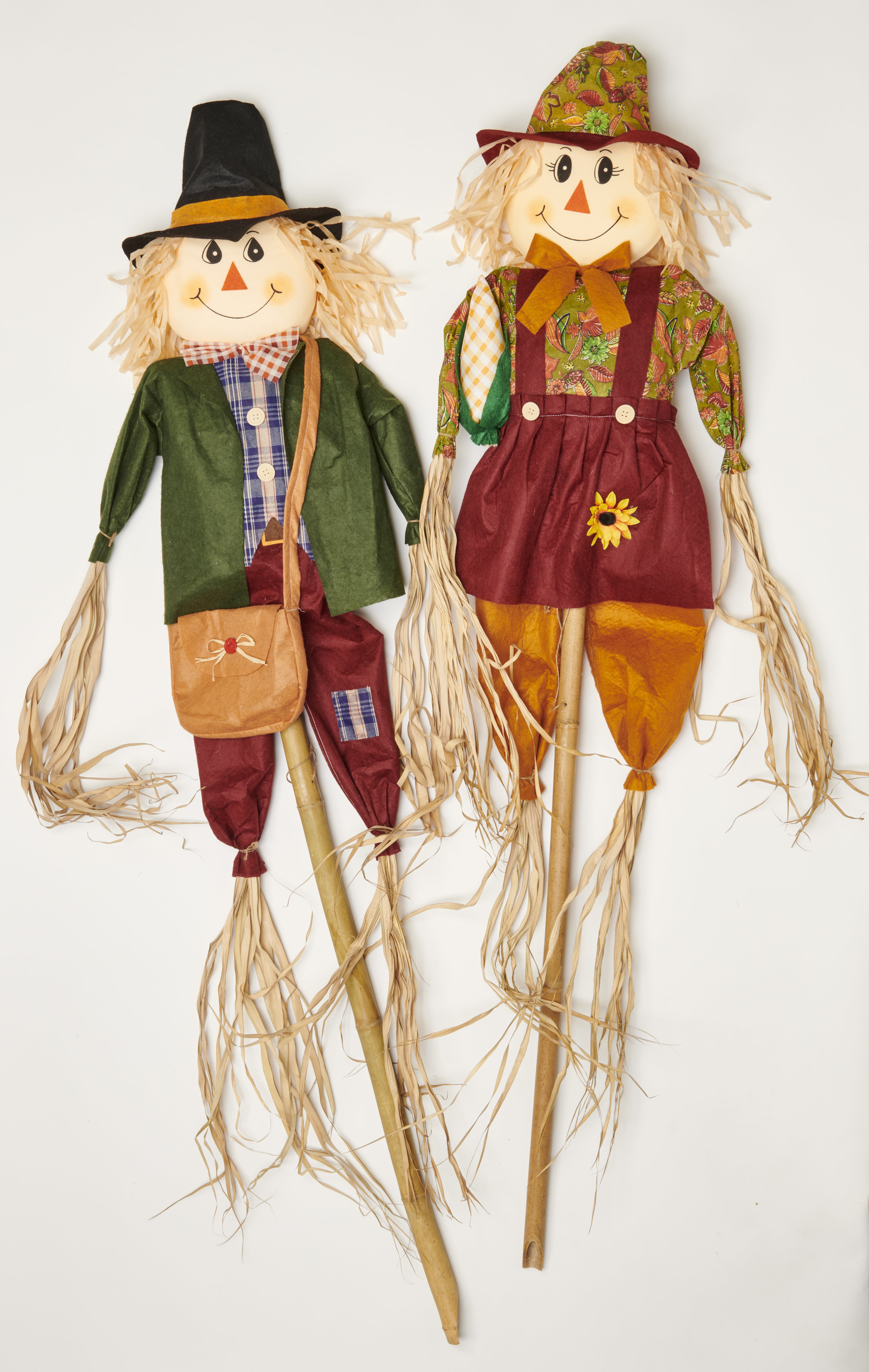 August Grove® 2 Piece Boy and Girl Fall Harvest Scarecrow on Pole ...