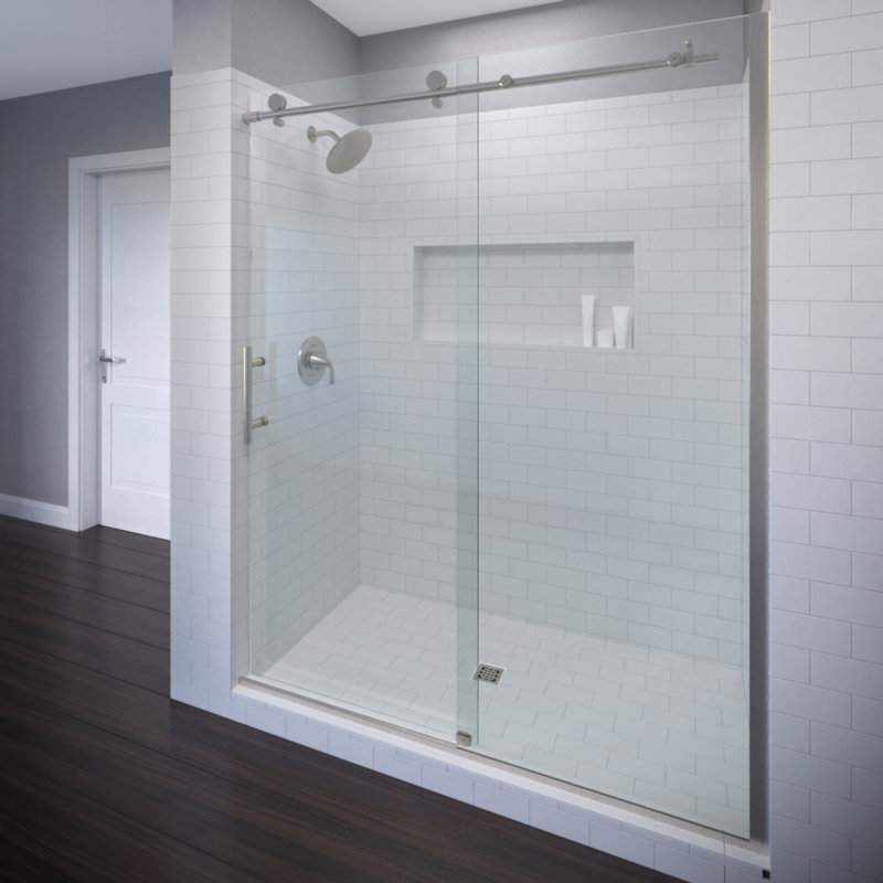 Basco Vinesse 57 W X 76 H Single Sliding Semi Frameless Shower Door Reviews Wayfair