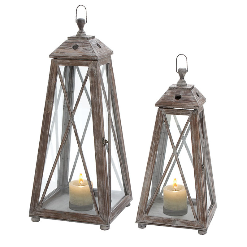 Longshore Tides 2 Piece Wood Tabletop Lantern Set Wayfair