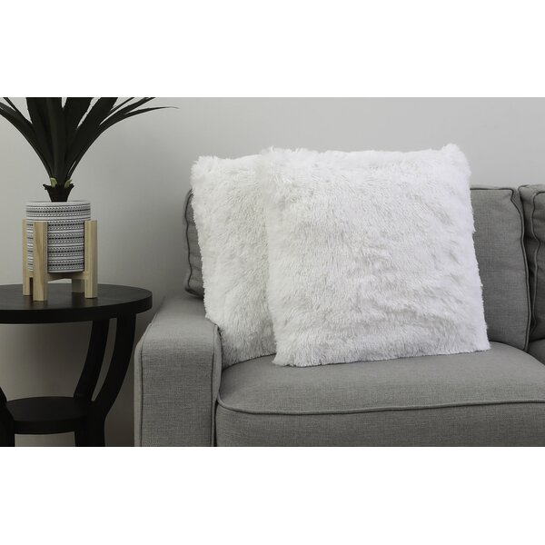Cushions Set of 4 Silver grey Long faux fur Cushion Covers 17"x17" 