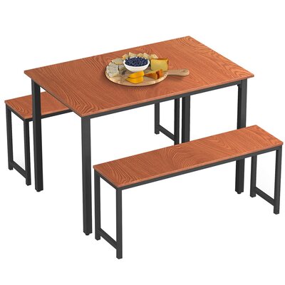 Runnells 3 - Piece Dining Set 17 Stories Table Top Color: Brown, Chair Color: Brown