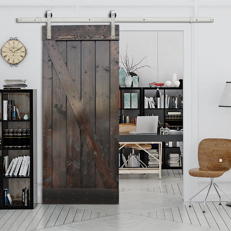 calhome paneled wood sliding barn door with installation hardware