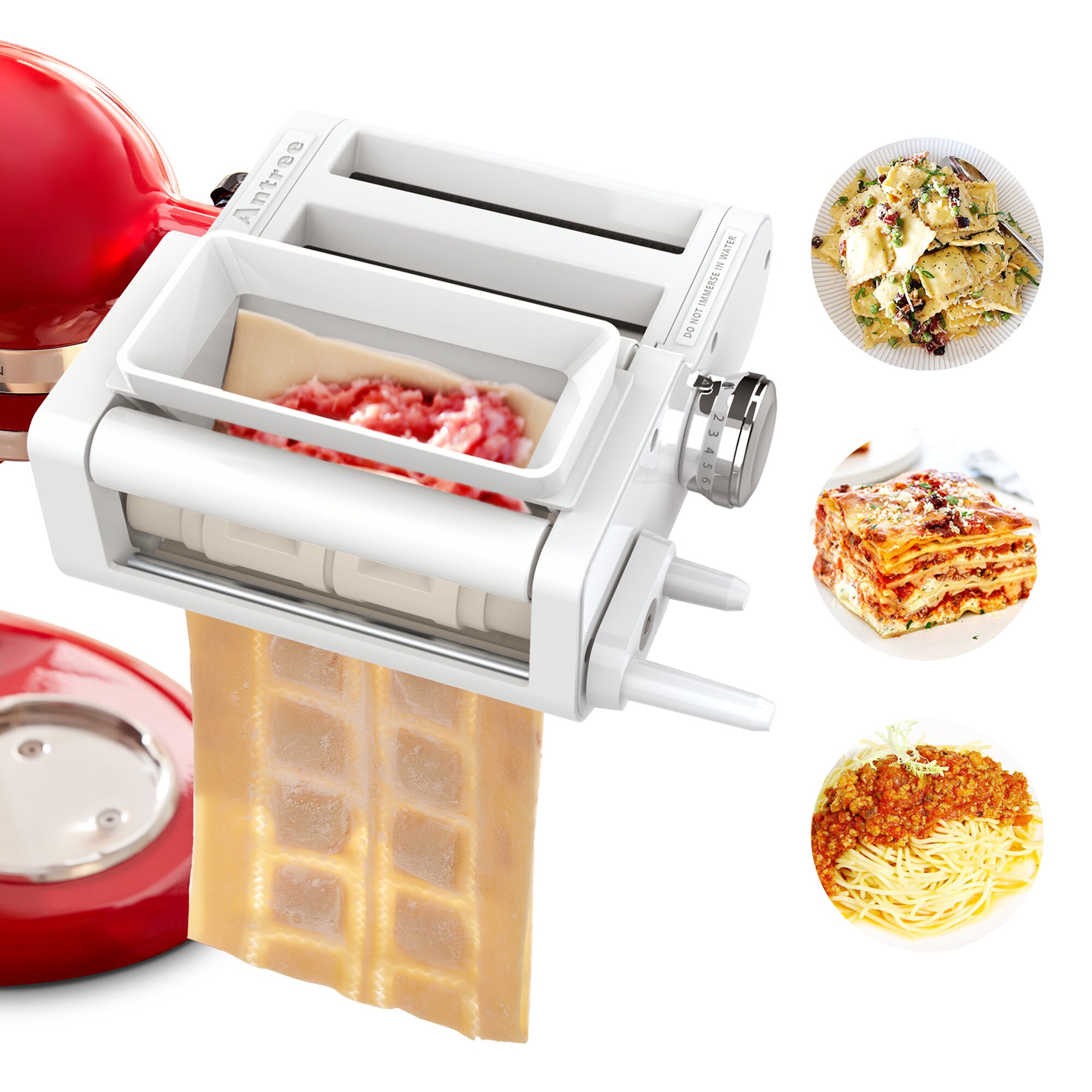 3 PCS Pasta Roller Cutter Attachment Set Compatible with KitchenAid Stand Mixers