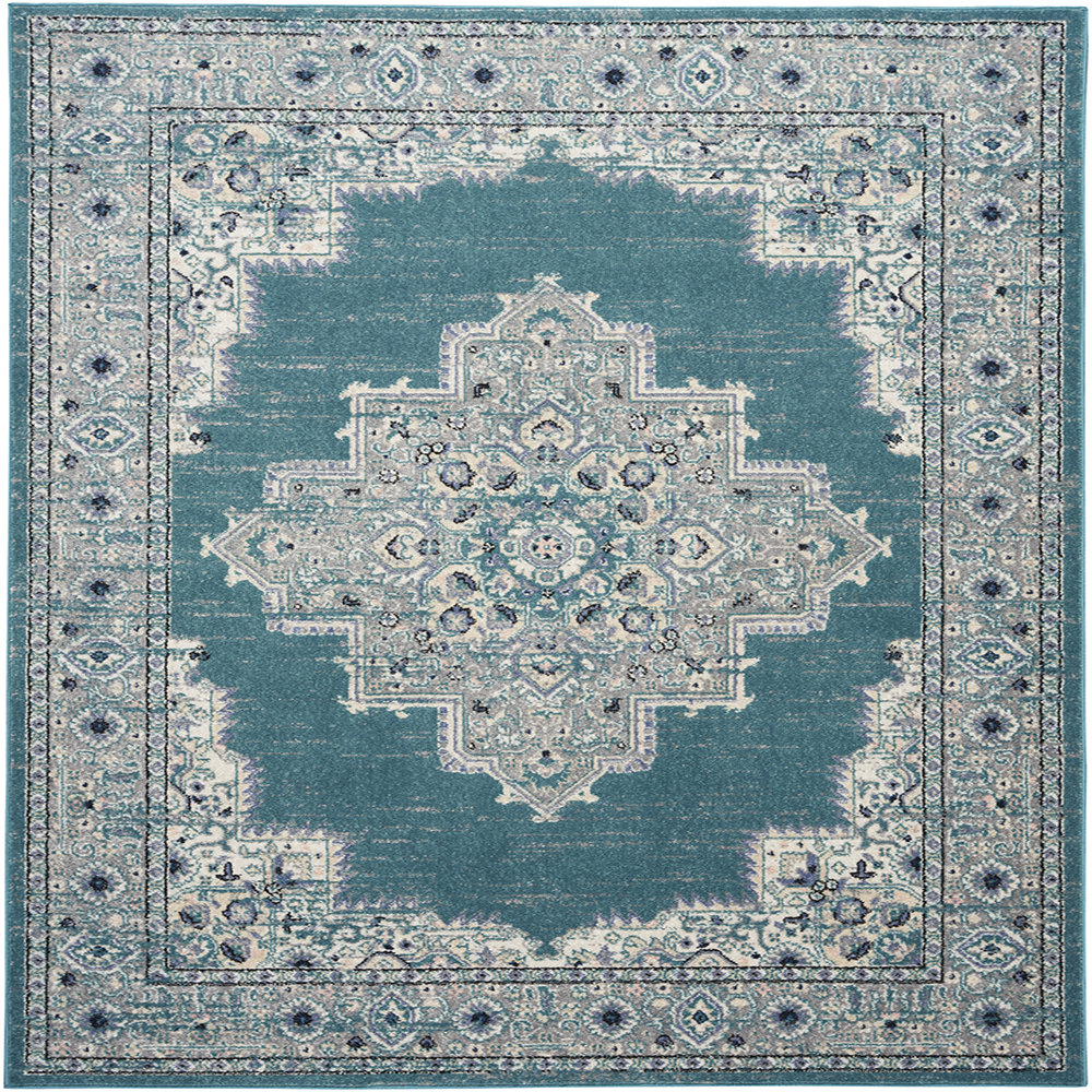 Bungalow Rose Abbate Oriental Cream/Blue Area Rug Wayfair