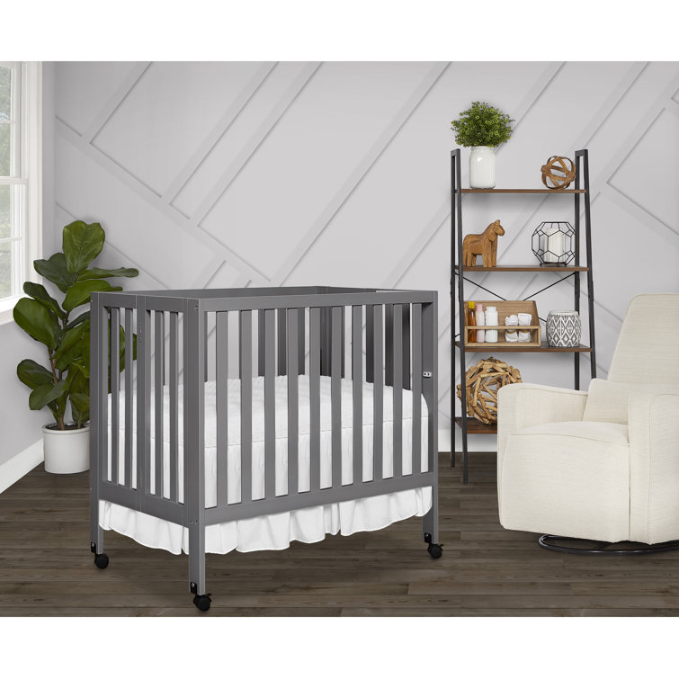 mini gray crib