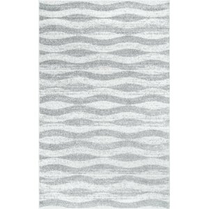 Lada Abstract Waves Gray/White Area Rug