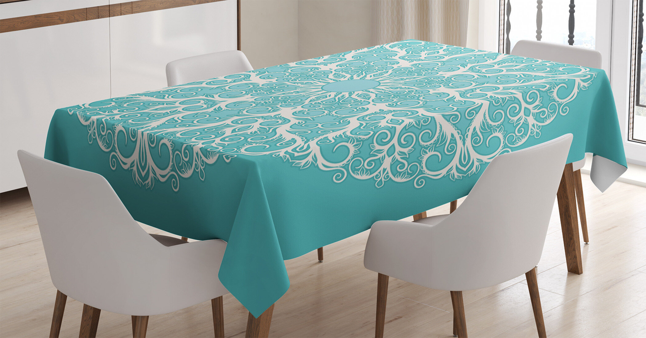 Ambesonne Meadow Table Runner Dining Room Kitchen Rectangular Runner Orange Teal and Green 16 X 90 Tulip Garden Field Summer Season Leaves Flourish of Rural Country Pattern