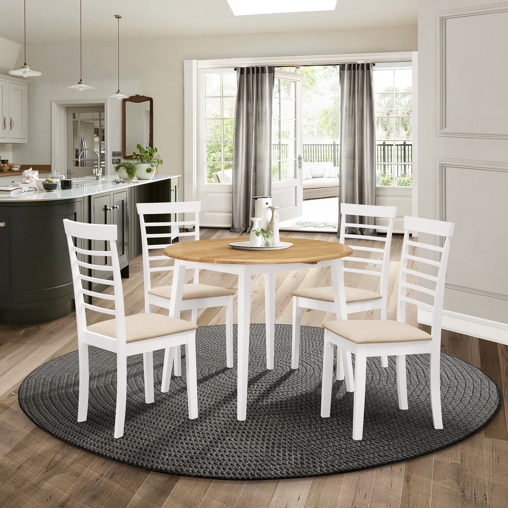 Brambly Cottage Mcneill 5 Piece Drop Leaf Rubberwood Solid Wood Dining Set Reviews Wayfair Co Uk