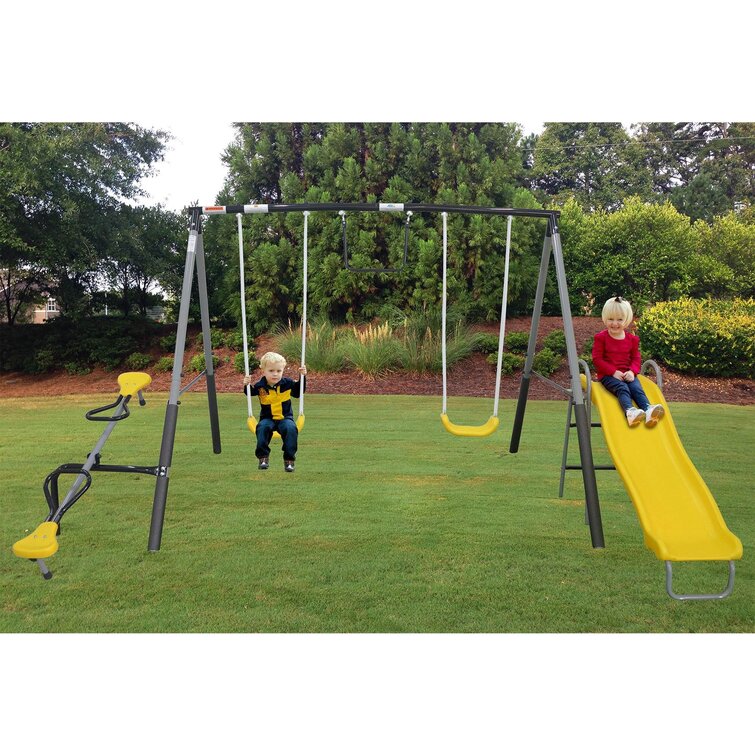 Swing Set For Backyard Playground Slide Fun Playset Outdoor Toddler Kids Toy 