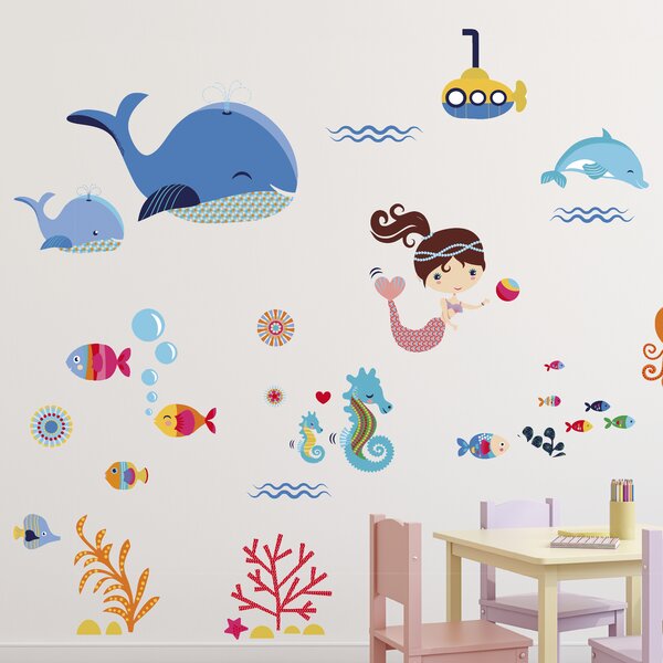 Bamsod Mermaid Scale Wall Decals Wall Stickers Girls Wall Decals for Girls Bedroom Wall Decor Bathroom