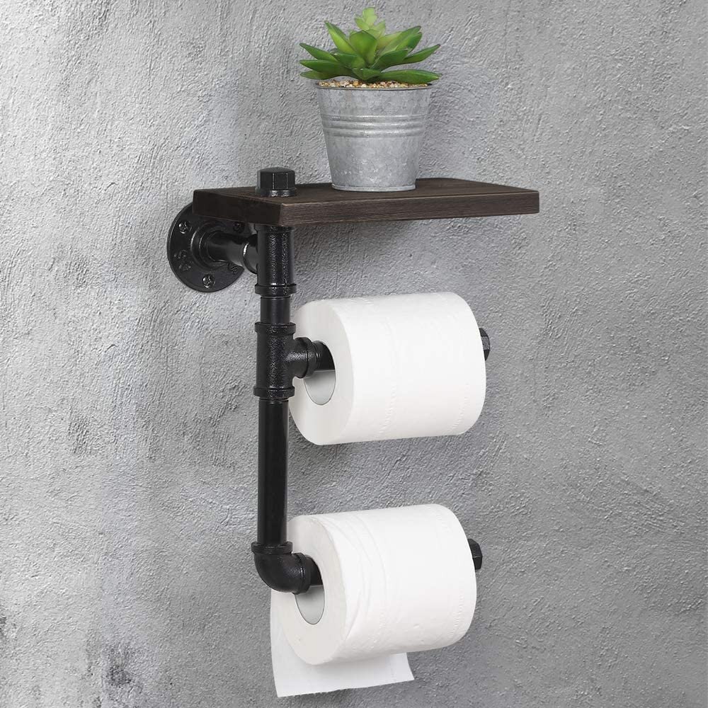 Haitral Double Iron Metal Pipe Wall Mount Toilet Paper Holder Reviews Wayfair
