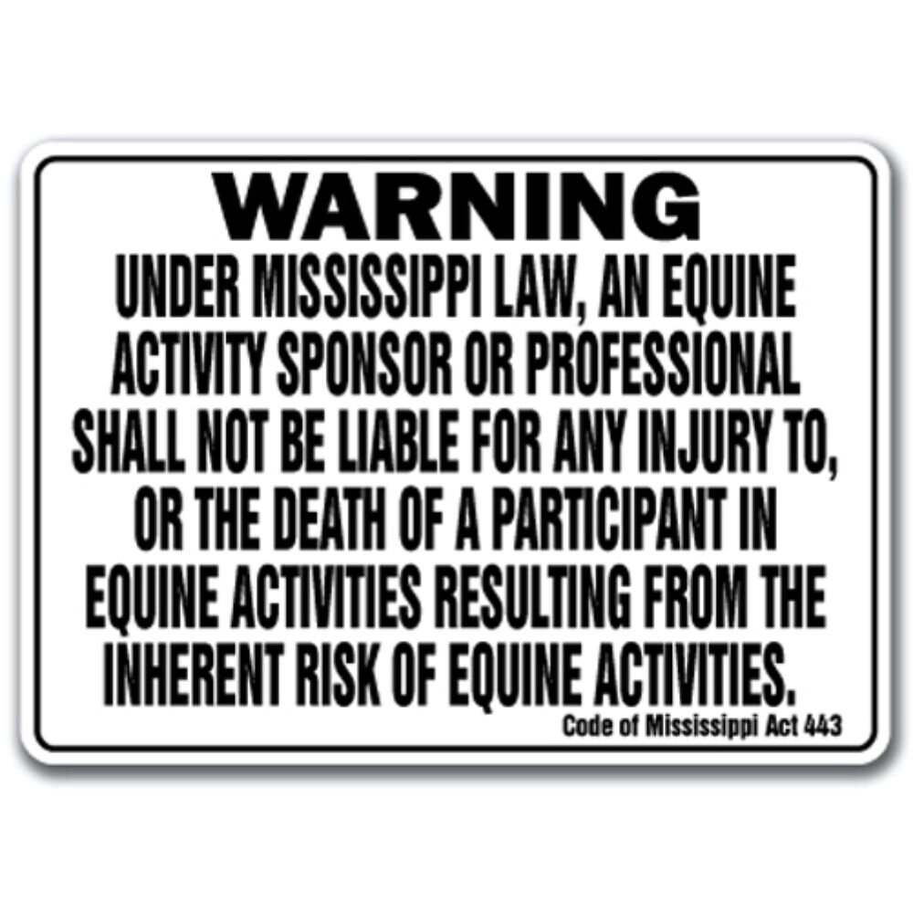 FLORIDA Equine Sign activity liability warning statute horse farm barn stable SignMission