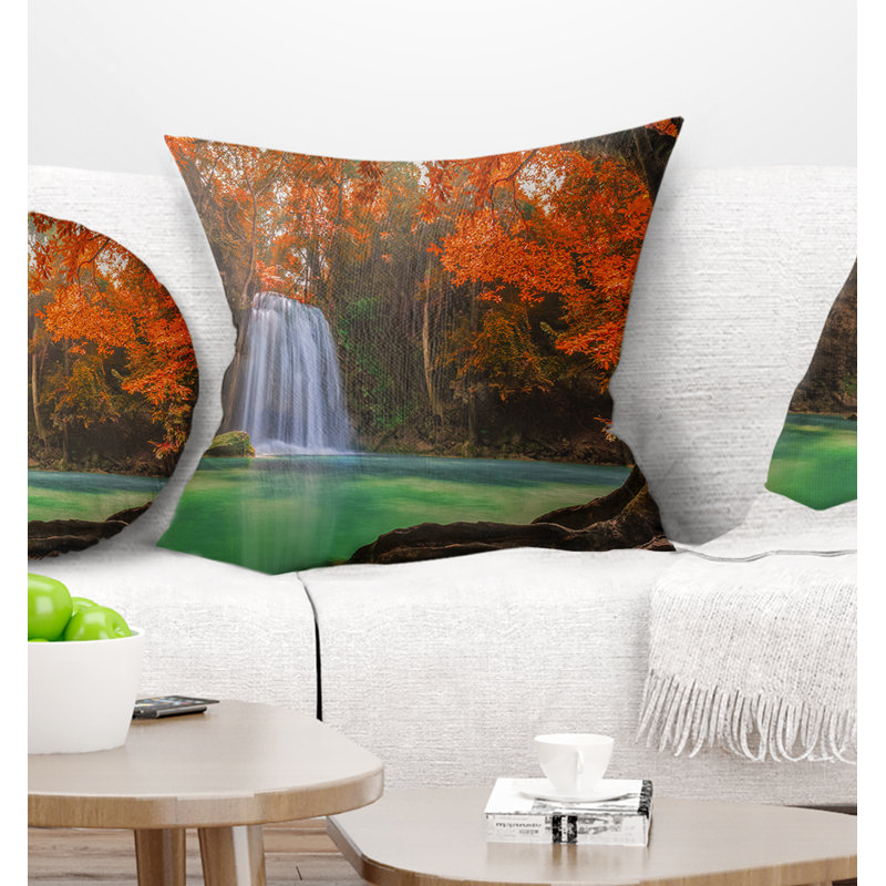East Urban Home Photography Erawan Waterfall Pillow Wayfair