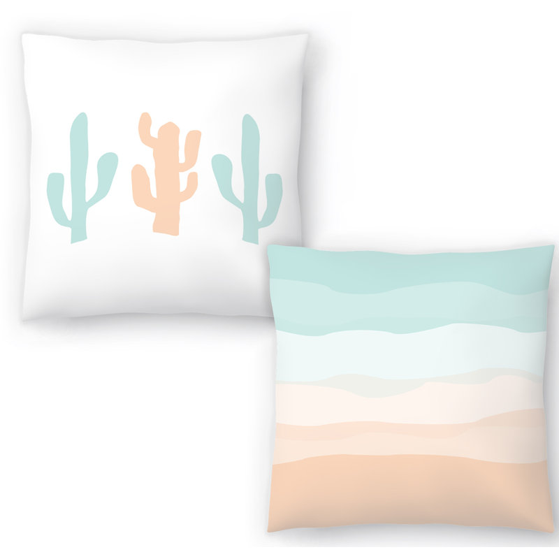 East Urban Home Jetty Printables 2 Piece Cactus Throw Pillow Insert Set