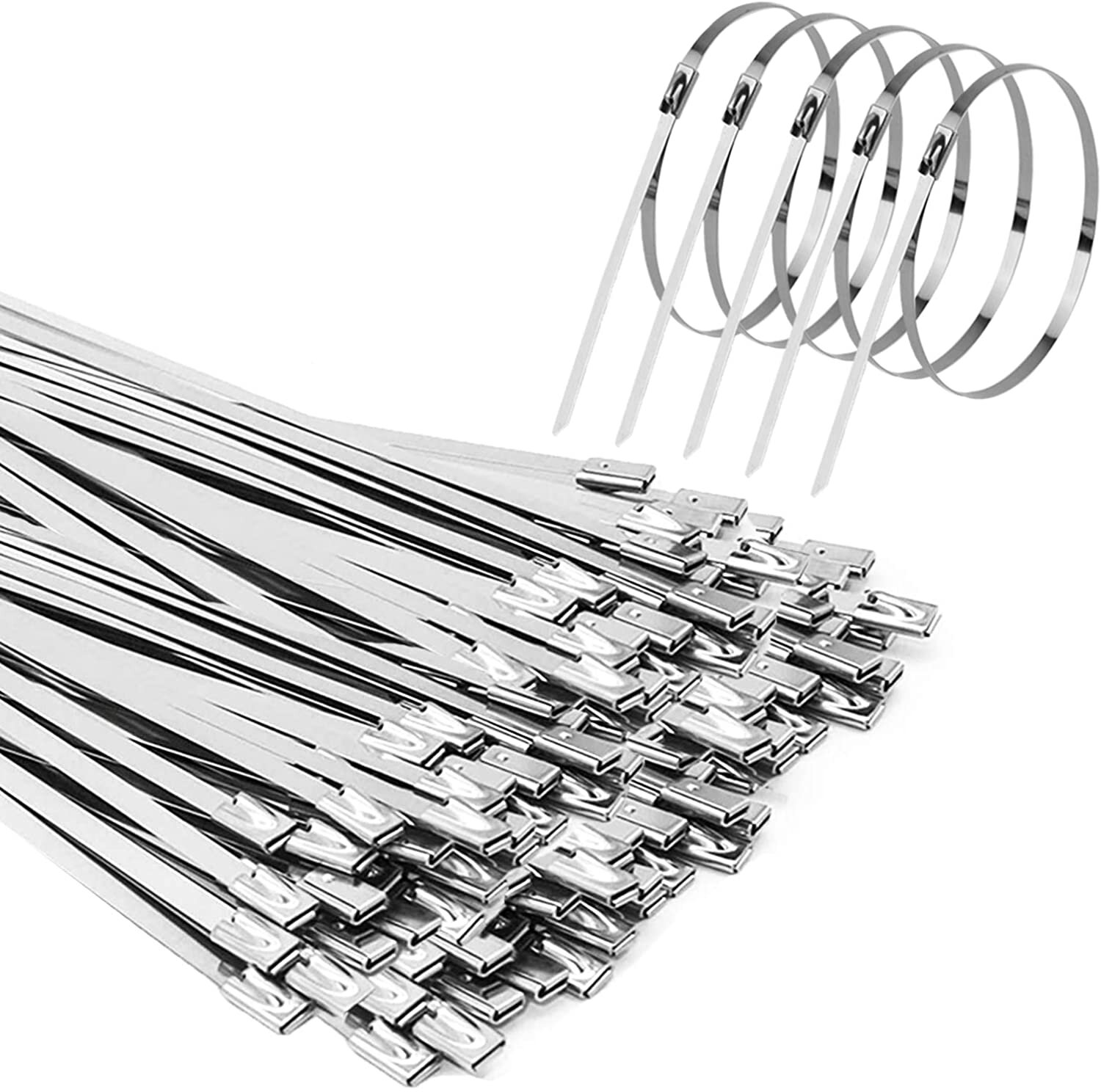 100pc 8" 12" 15" 17" STAINLESS STEEL METAL LOCKING WIRE CABLE ZIP TIES STRAPS